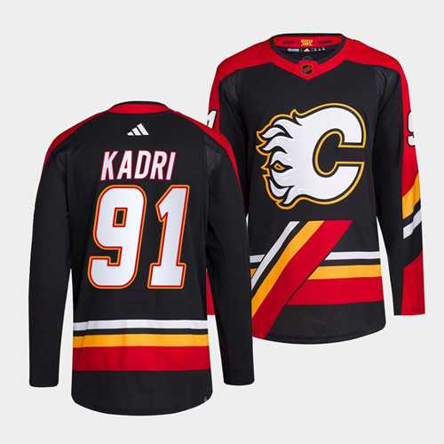 Men's Calgary Flames #91 Nazem Kadri Black 2022-23 Reverse Retro Stitched Jersey Dzhi,We sell and wholesale Men's Calgary Flames #91 Nazem Kadri Black 2022-23 Reverse Retro Stitched Jersey Dzhi on line form chian!